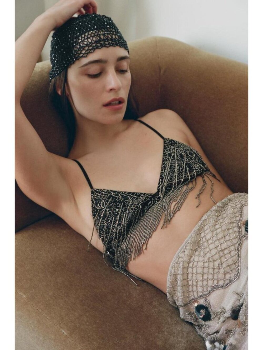 ZARA BEADED FRINGE BRA